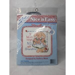 Dimensions Nice n Easy Counted Cross Stitch Kit Ask Grandma 72063 Bunnies Vtg